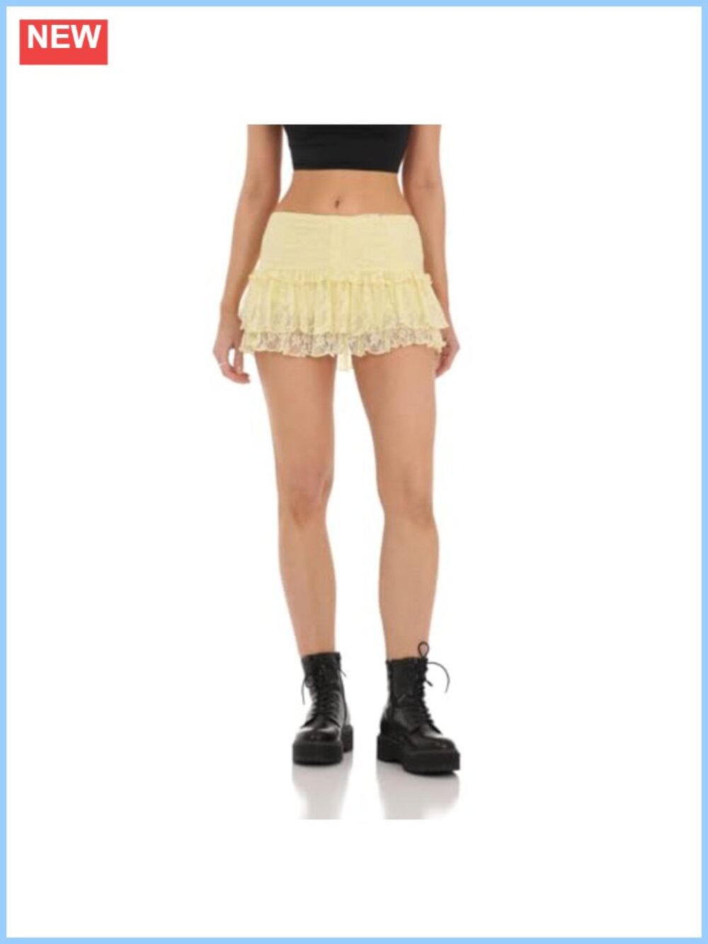 Floral Lace Mini Skirt Sheer Mesh Ruffle Low Rise Layered Y2K